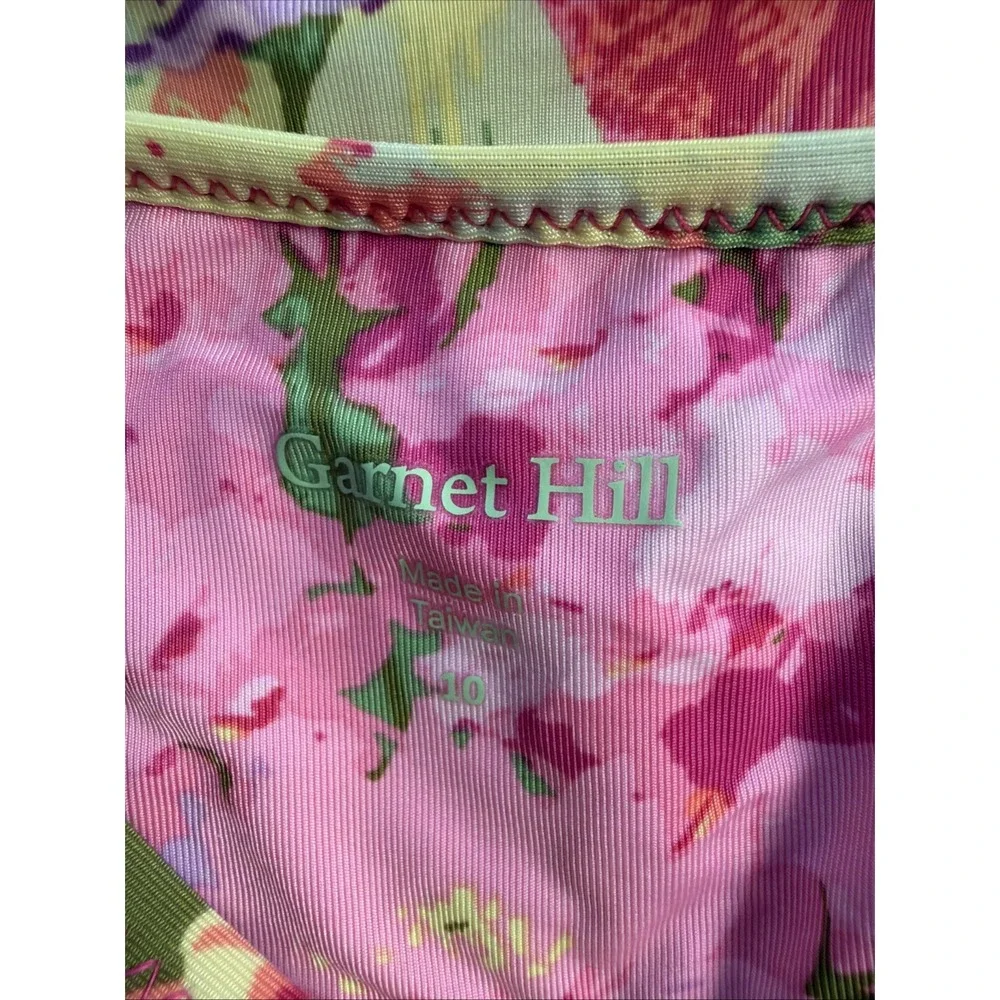 GARNET HILL Sz 10 Bandeau Ruched One-Piece Swimsuit‎  Pink Floral